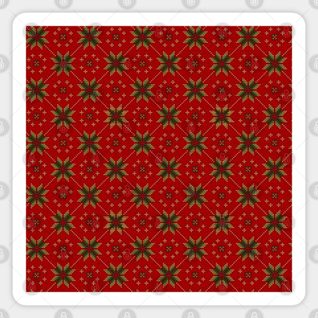 Red Green and Gold Knitted Pattern Sticker by Wicca Fairy